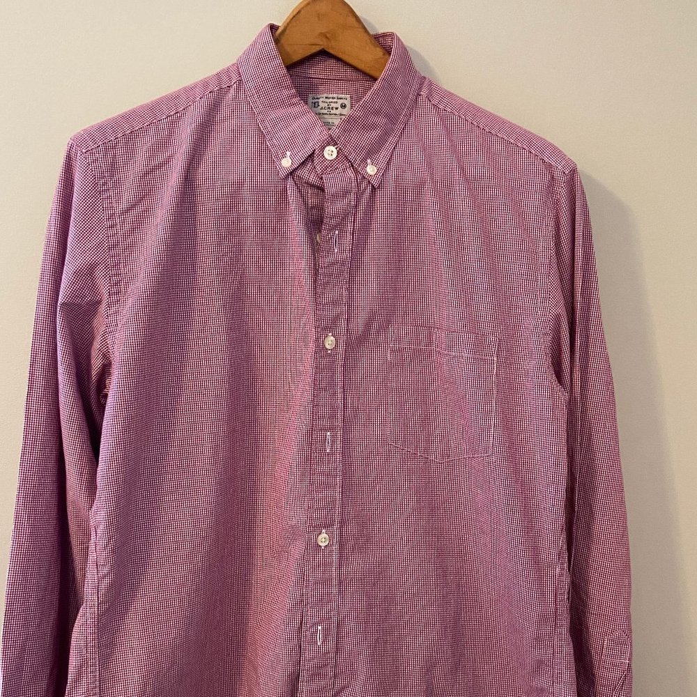 J. Crew Red Checked Dress Shirt. Men's M